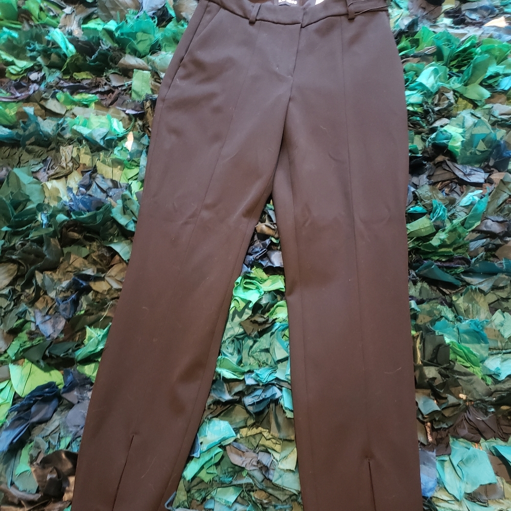 High rise structured work pants with front slits
